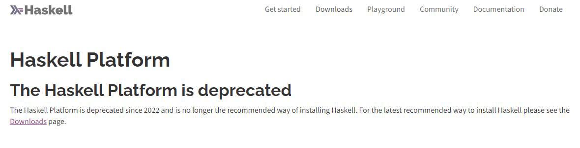 Deprecation notice of Haskell Platform
